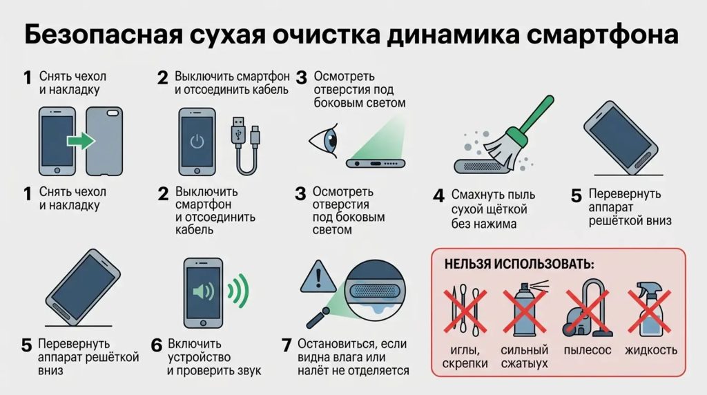 Безопасная сухая чистка смартфона